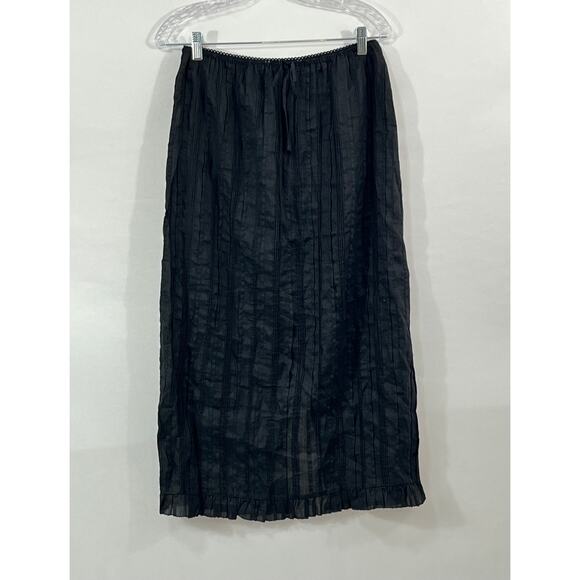 DOEN Sz M Medium Black Ramie Pintuck Renaud Ramie Skirt - Picture 9 of 9